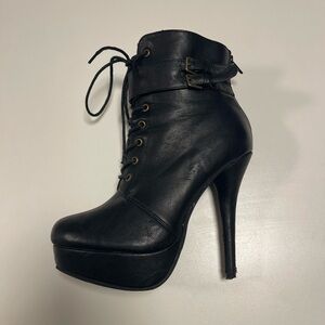 Black Stiletto Lace Up Boots